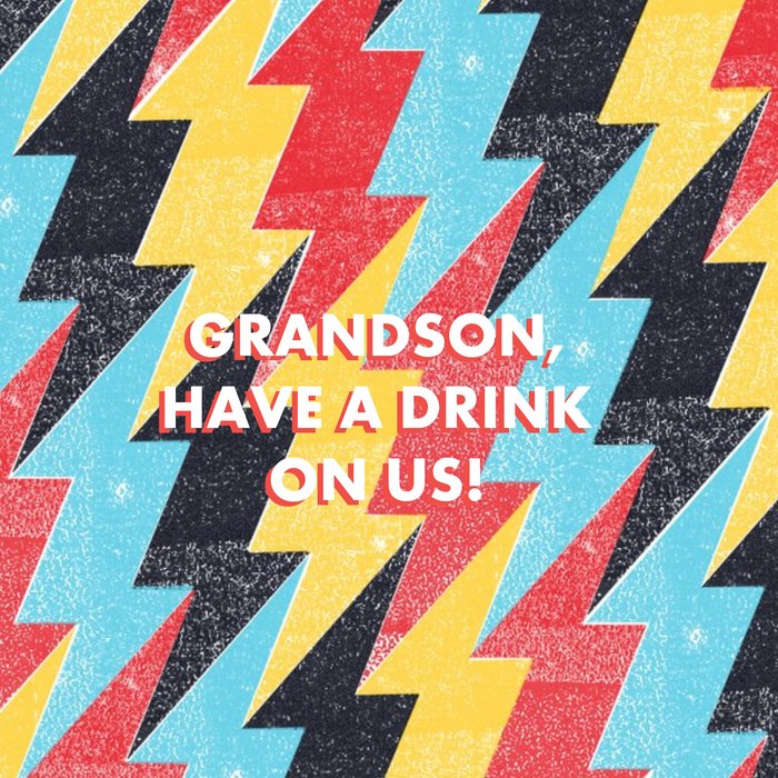 Typographic Personalise Pattern Have A Drink On Us Card