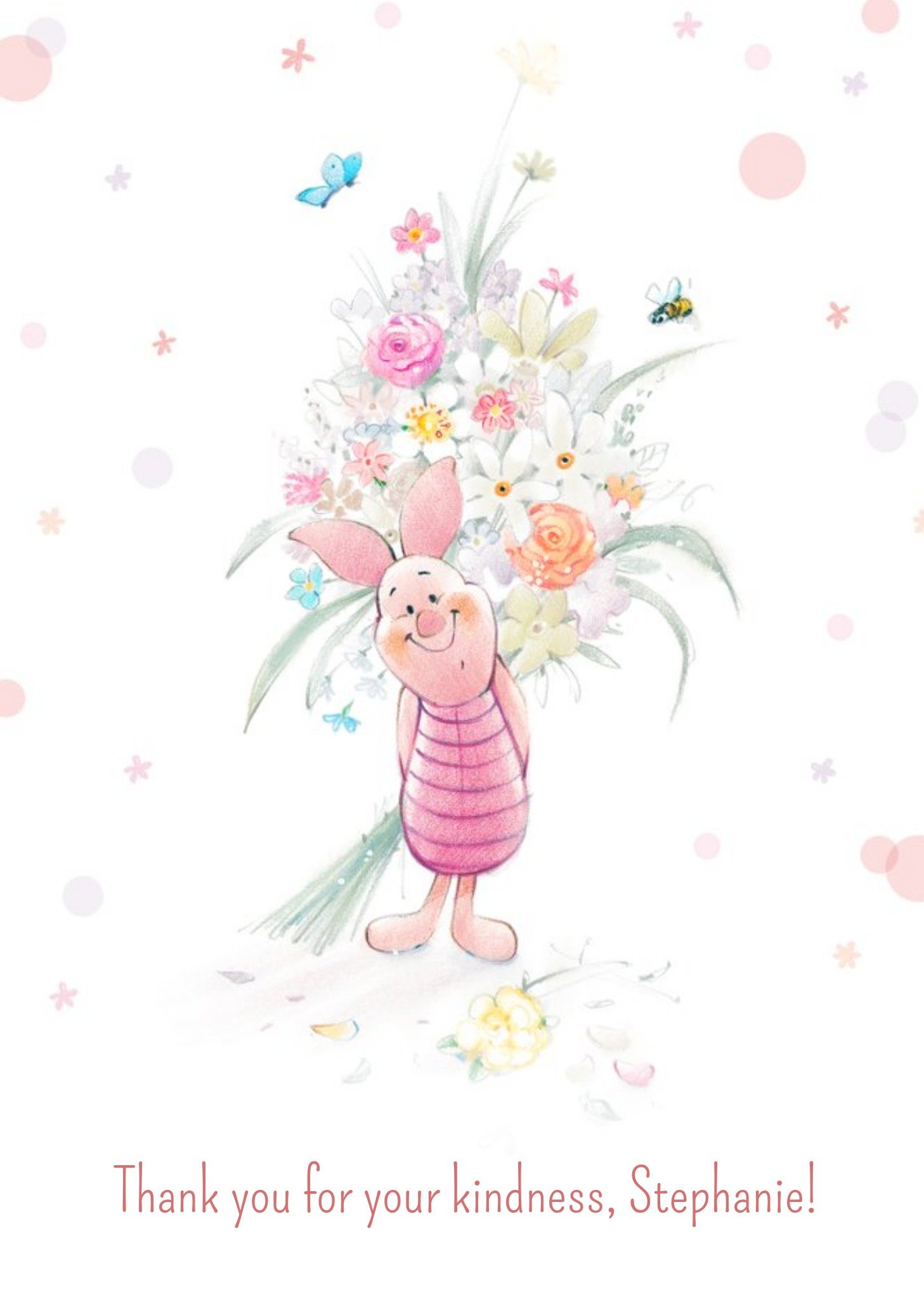 Disney Winnie The Pooh Piglet Personalised Thank You Card Ecard