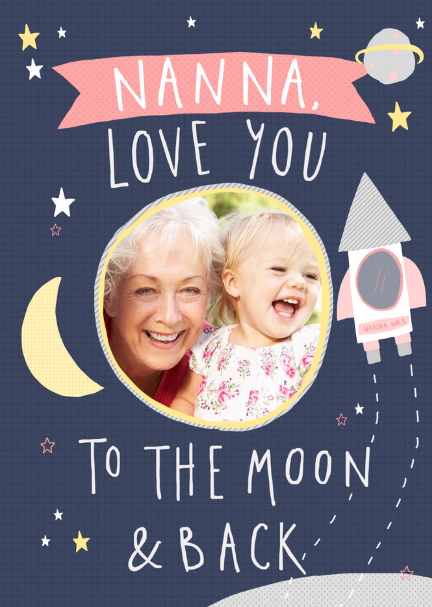 Moonpig Nanna Love You To The Moon And Back Mother's Day Photo Card, Large