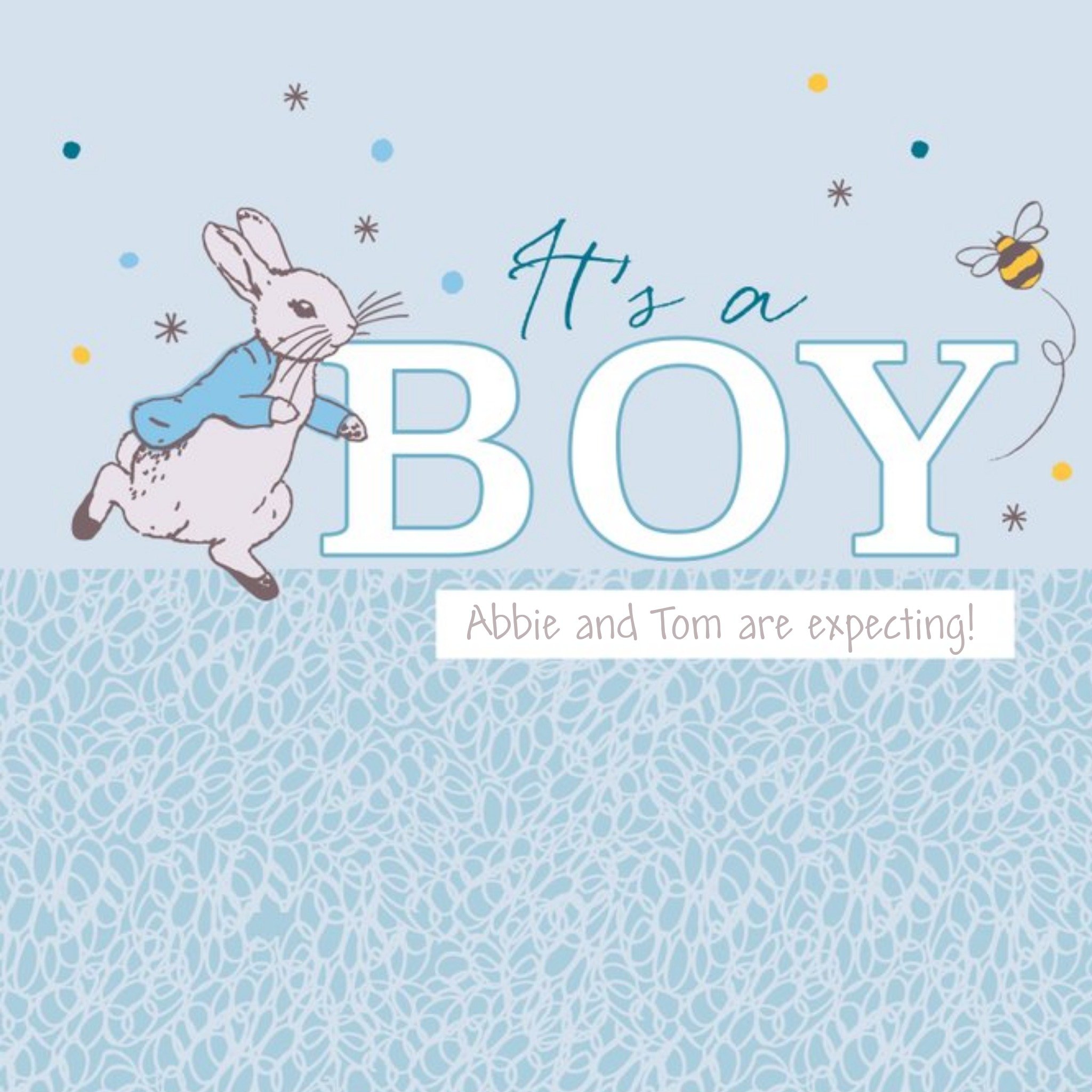 Beatrix Potter Peter Rabbit Gender Reveal It's A Boy Card, Square