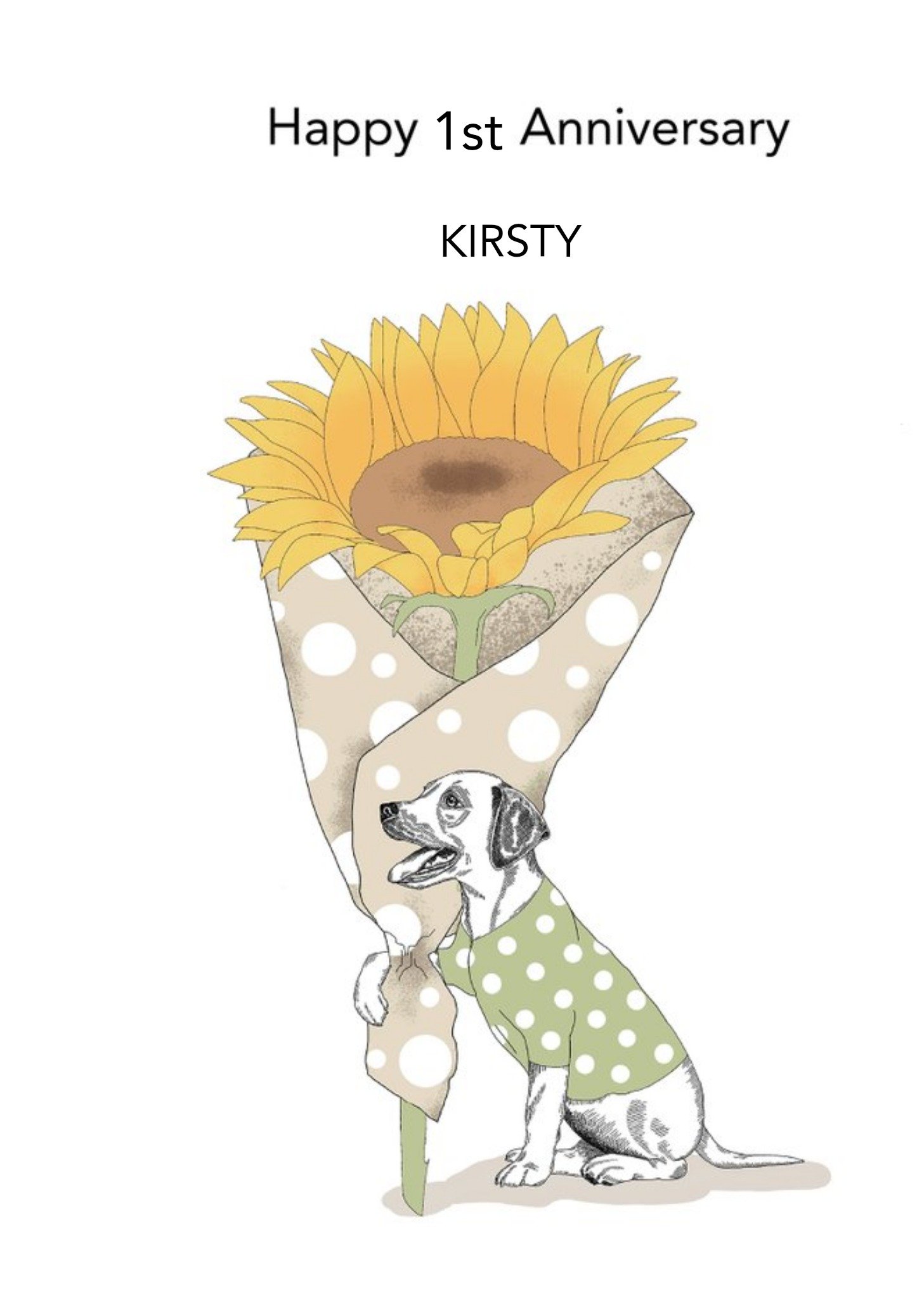 Moonpig Dotty Dog Art Dog Sunflower Anniversary Card, Large