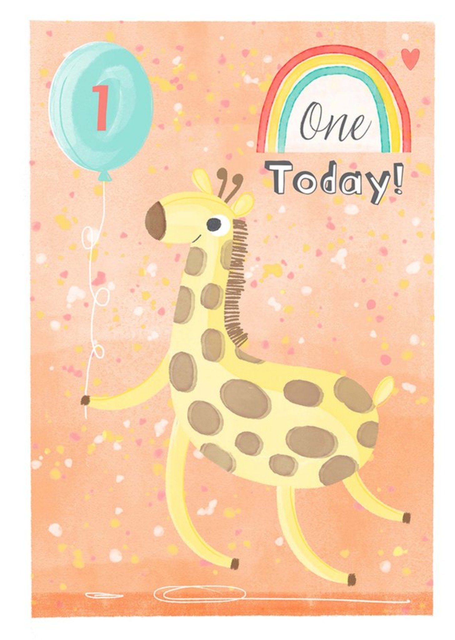 Moonpig Dinky Rouge Cute Giraffe One Today Birthday Card Ecard