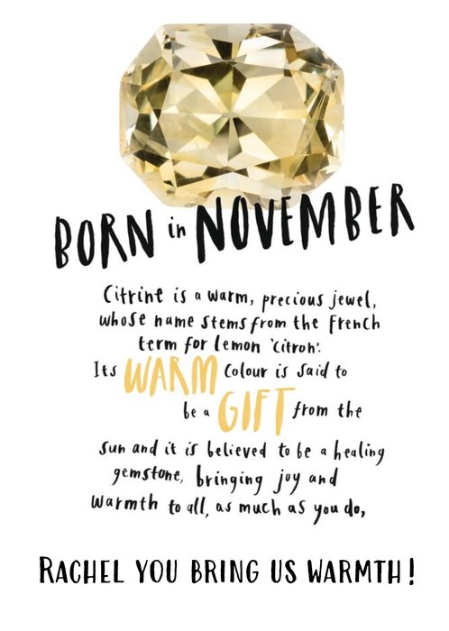 Born In November Personalised Birthday Card