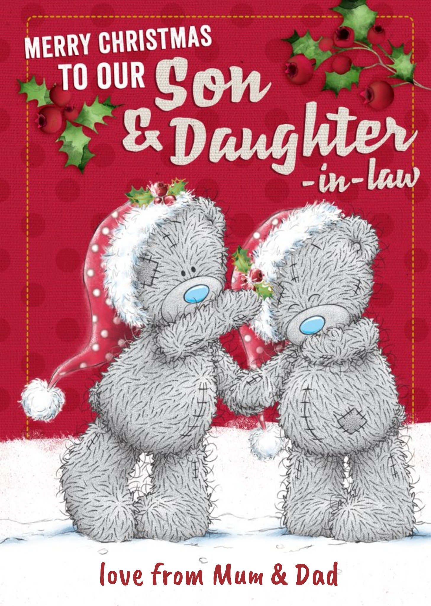 Me To You Tatty Teddy To Son And Daughter In Law Personalised Christmas Card Ecard