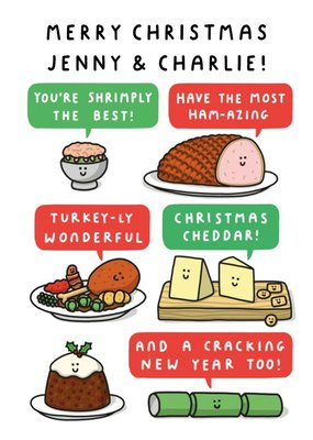 Illustrated Christmas Food Pun Christmas Card