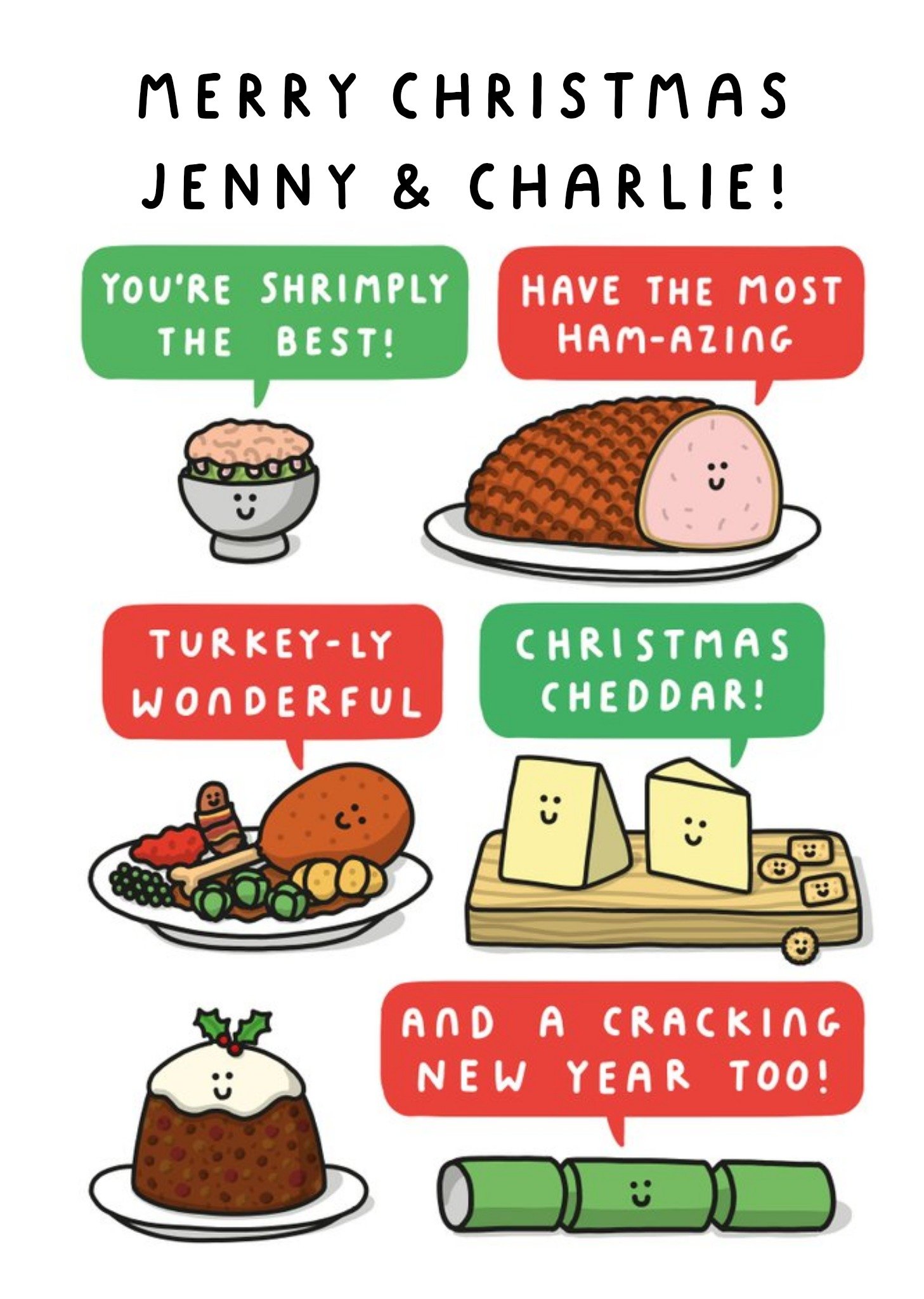 Illustrated Christmas Food Pun Christmas Card Ecard