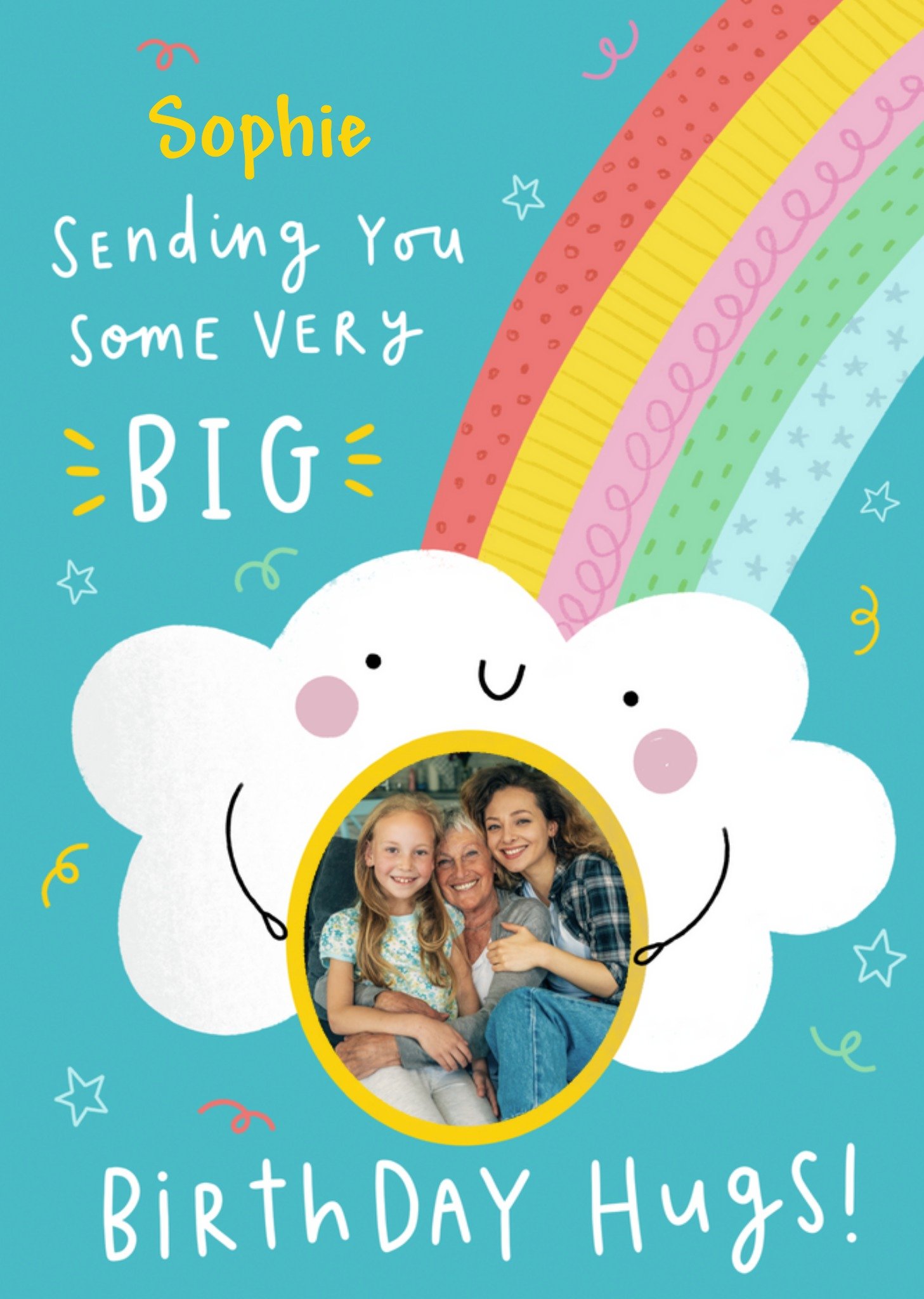 Moonpig Cute Kawaii Rainbow Big Birthday Hugs Card By Jess Moorhouse, Large