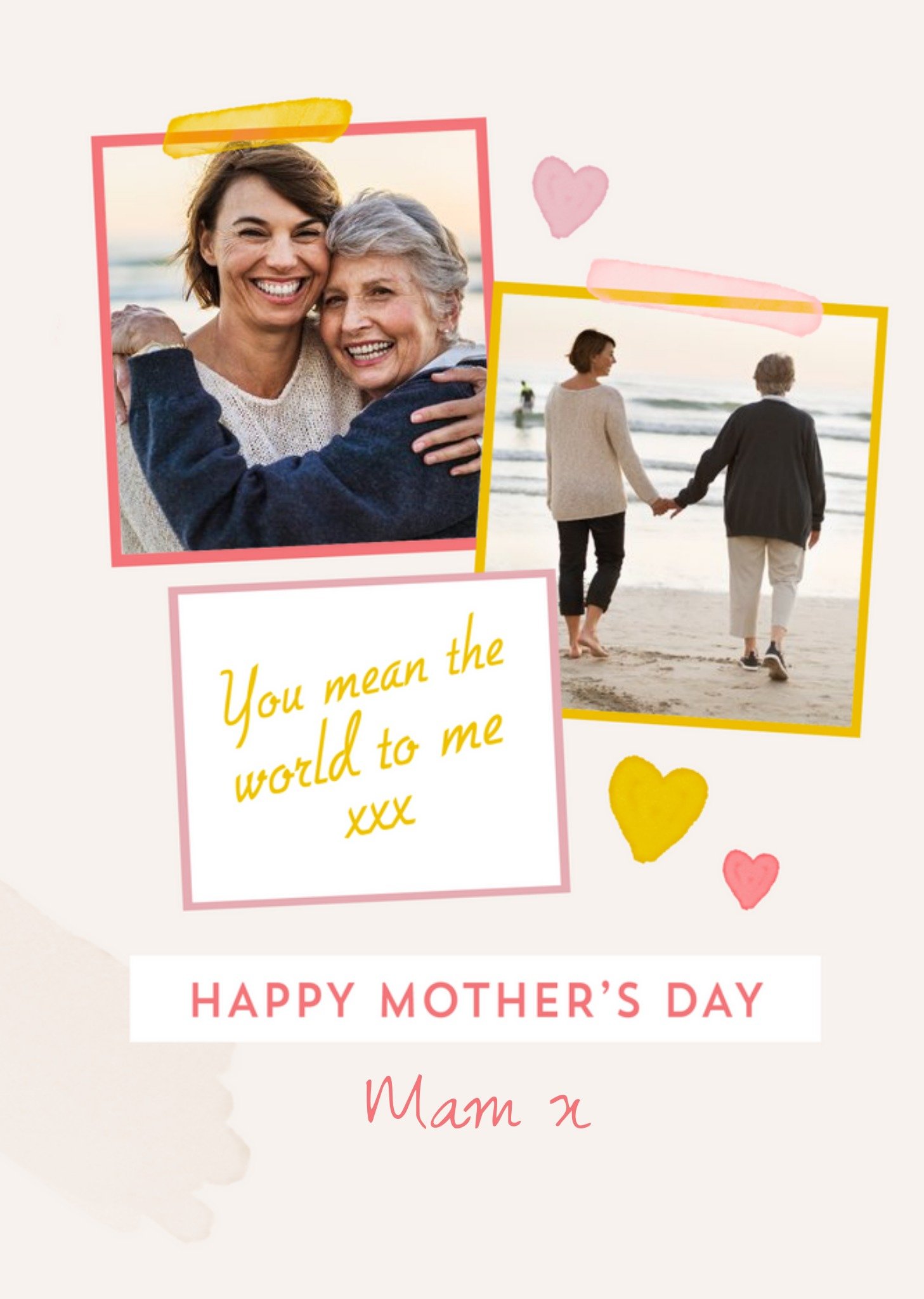 Watercolour Love Hearts Photo Upload Hubby Mother's Day Card Ecard