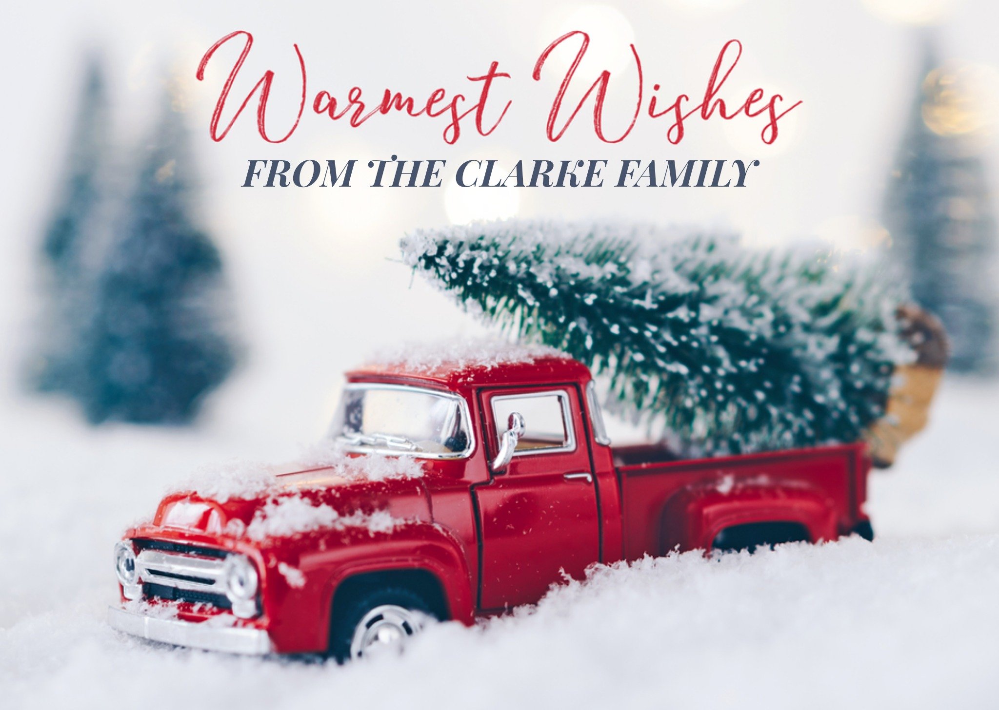 Moonpig Warm Festive Christmas Tree On The Back Of A Truck Greetings Christmas Card Ecard
