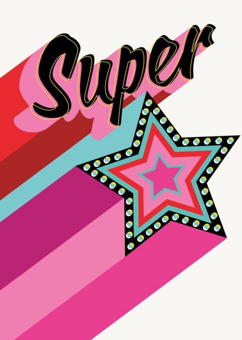 Retro Typographic Design Super Star Card