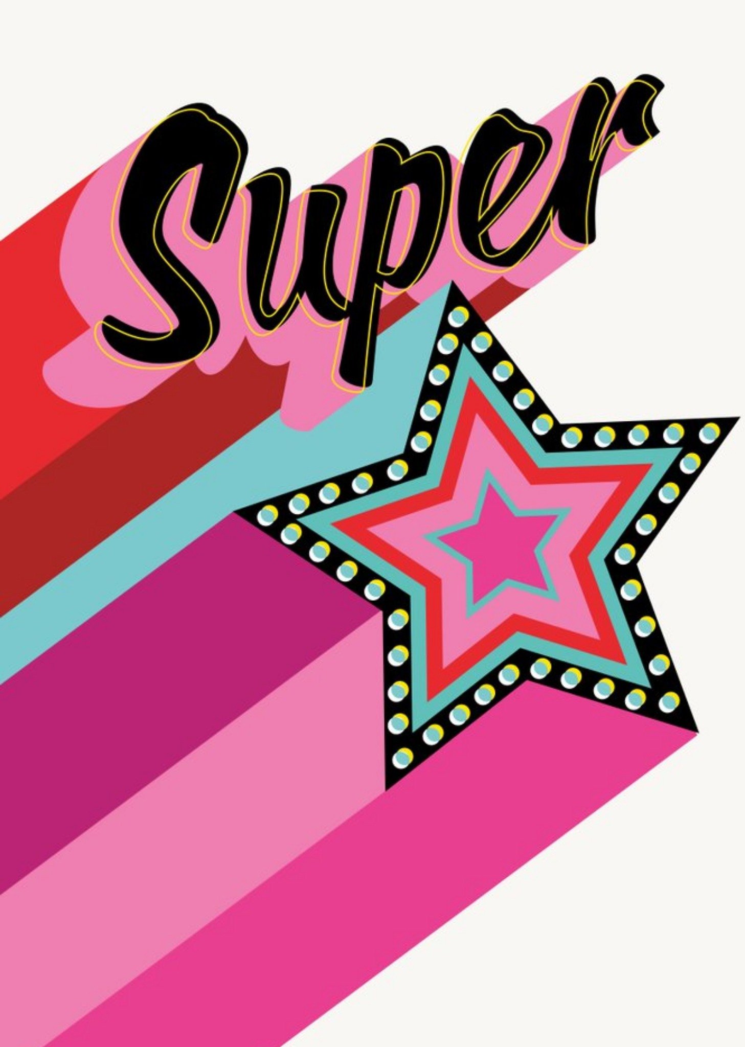 Retro Typographic Design Super Star Card Ecard