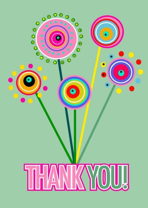 Papagrazi Bright Typographic Colourful Thank You Pattern Card