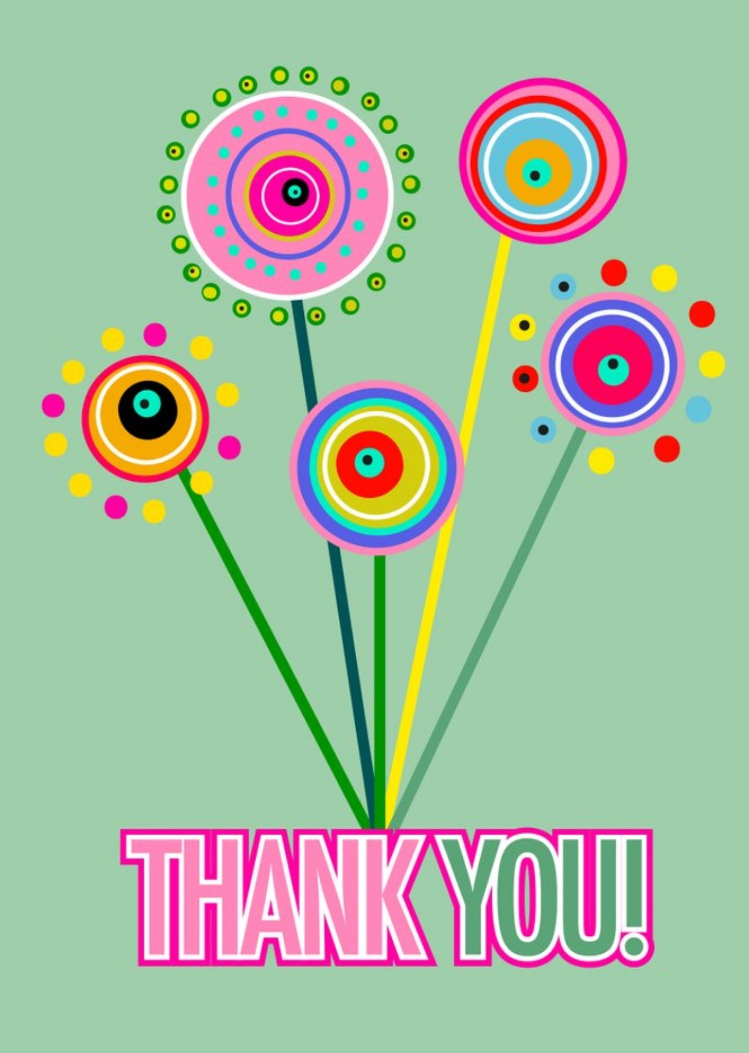 Friends Papagrazi Bright Typographic Colourful Thank You Pattern Card, Large