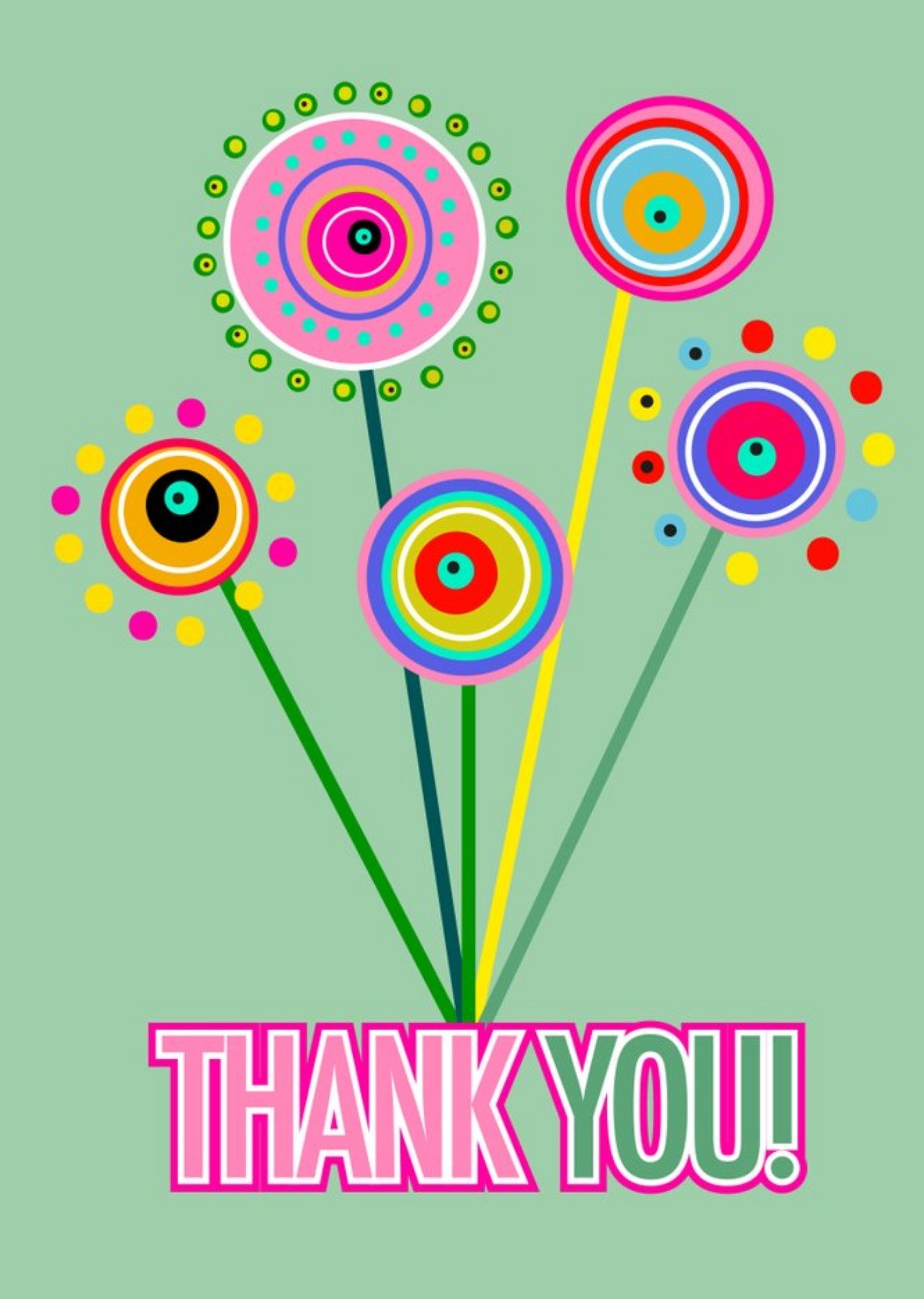 Friends Papagrazi Bright Typographic Colourful Thank You Pattern Card Ecard