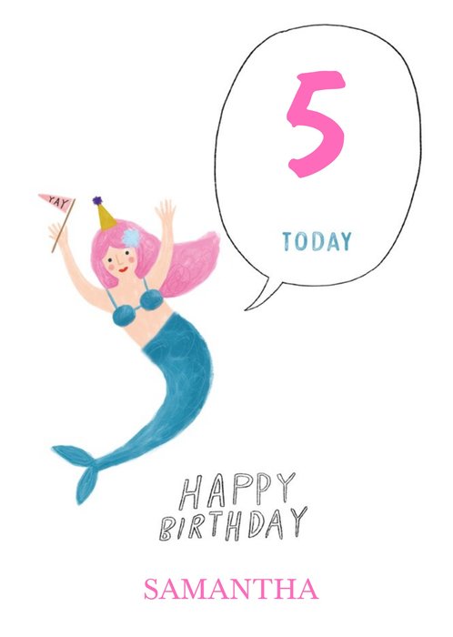 Pigment Mermaid Swim Party Magic 5th Five Birthday Card