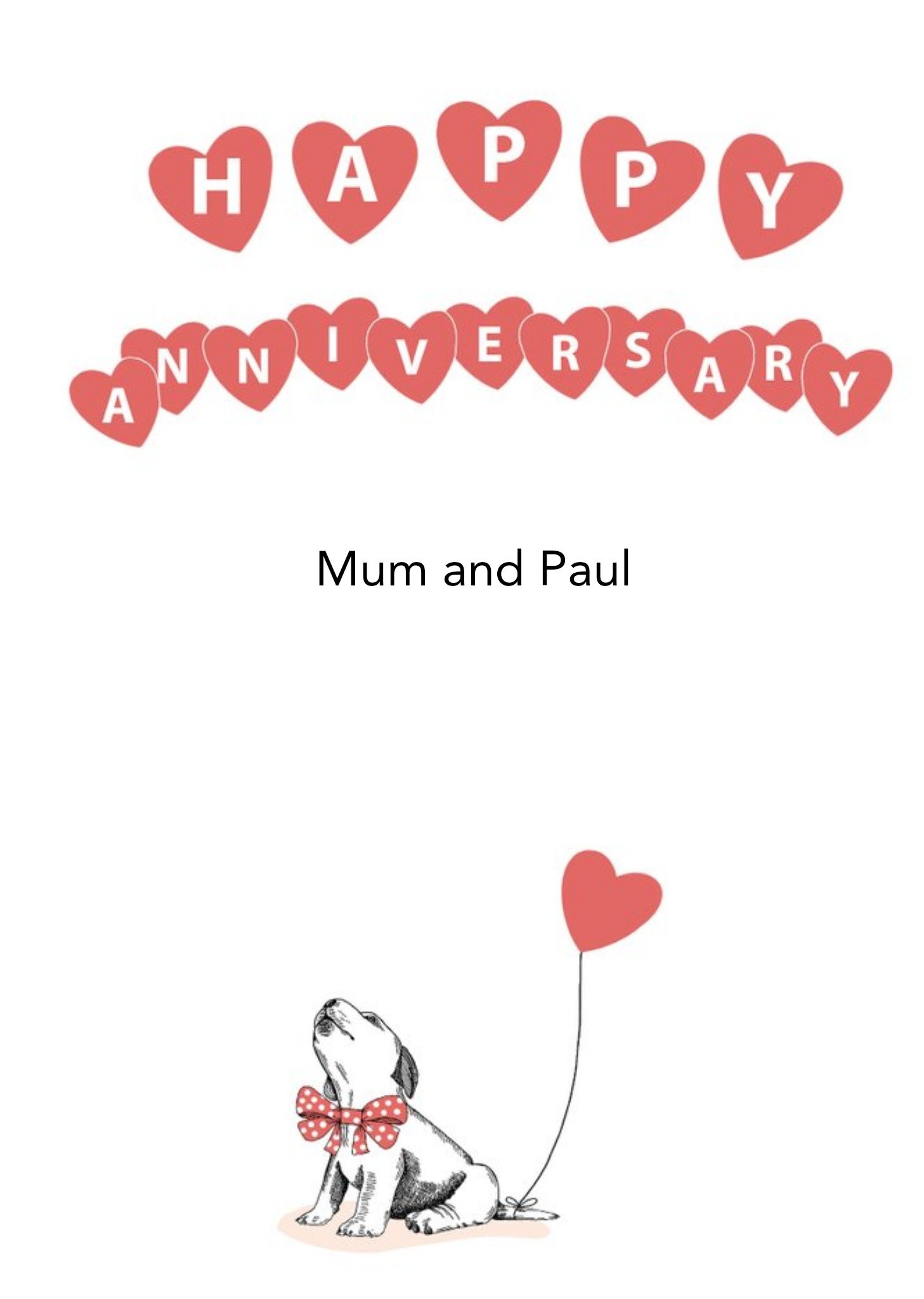 Moonpig Dotty Dog Art Dog Hearts Anniversary Card Ecard