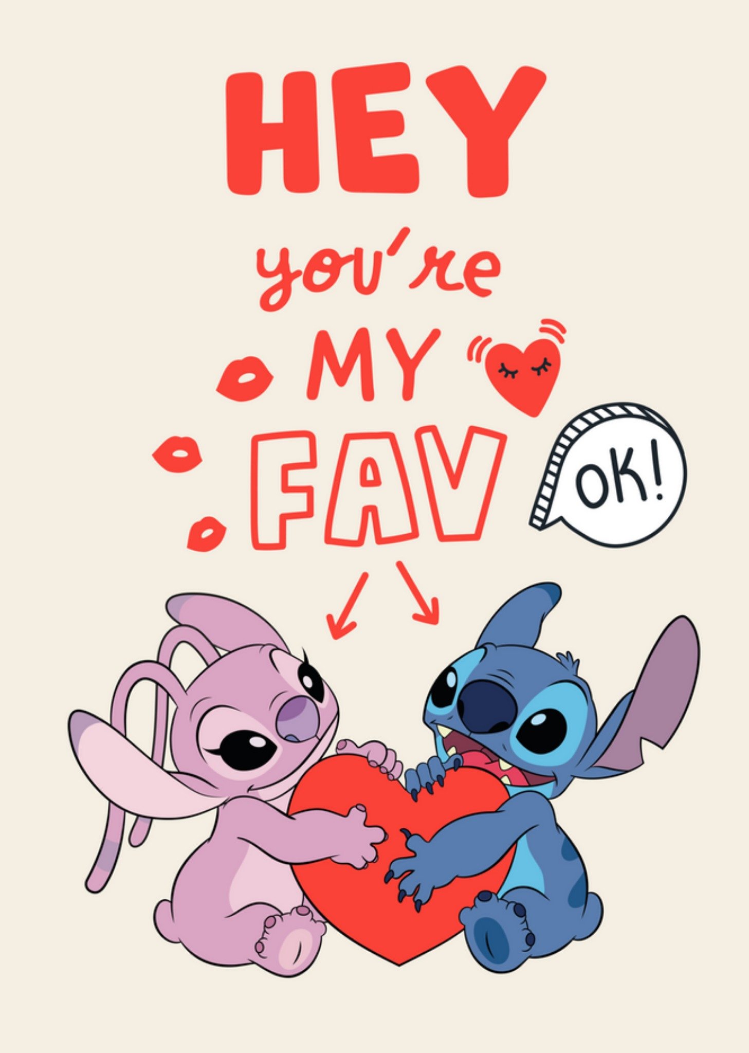 Disney Lilo And Stitch Hey You Are My Fave Card