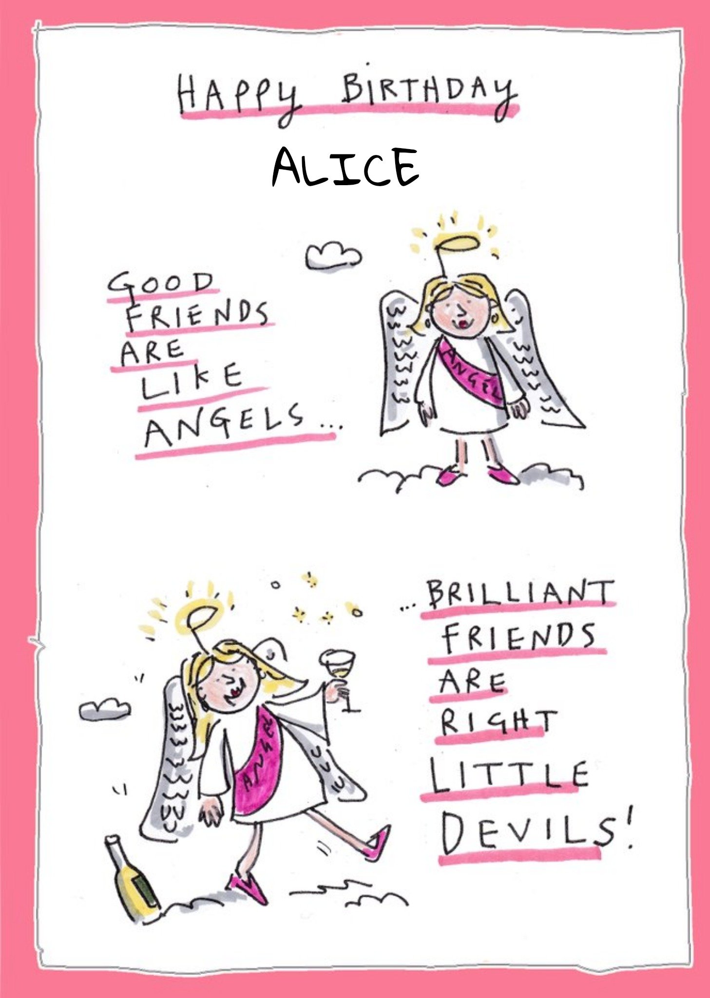 Moonpig Funny Birthday Card - Good Friends - Angels - Best Friends - Devils, Large