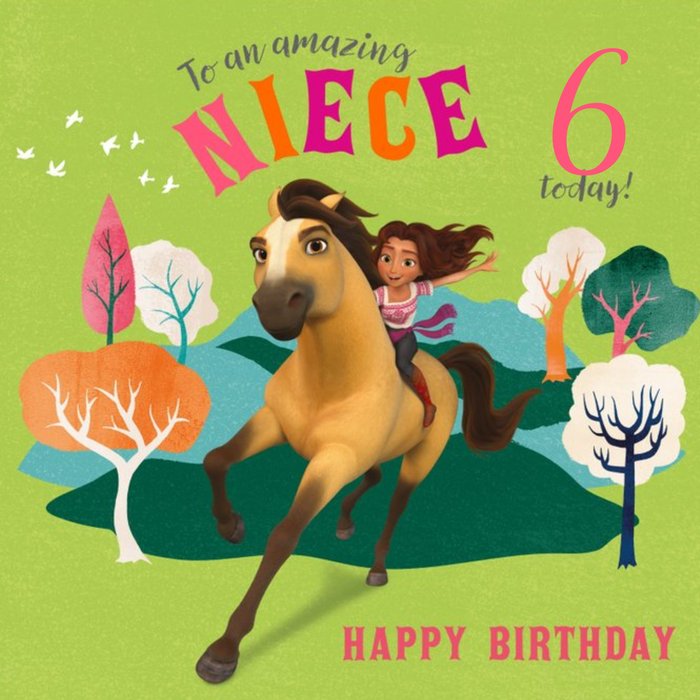 Universal Dreamworks Spirit the horse And Lucky Running Free To An Amazing Niece Card