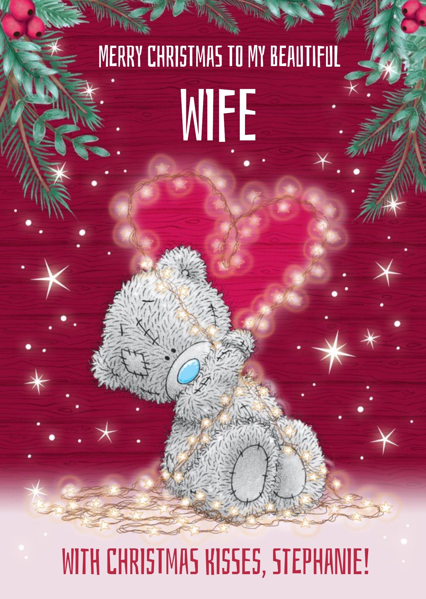 Me Me To You Tatty Teddy Cute Christmas Card To My Beautiful Wife, Large