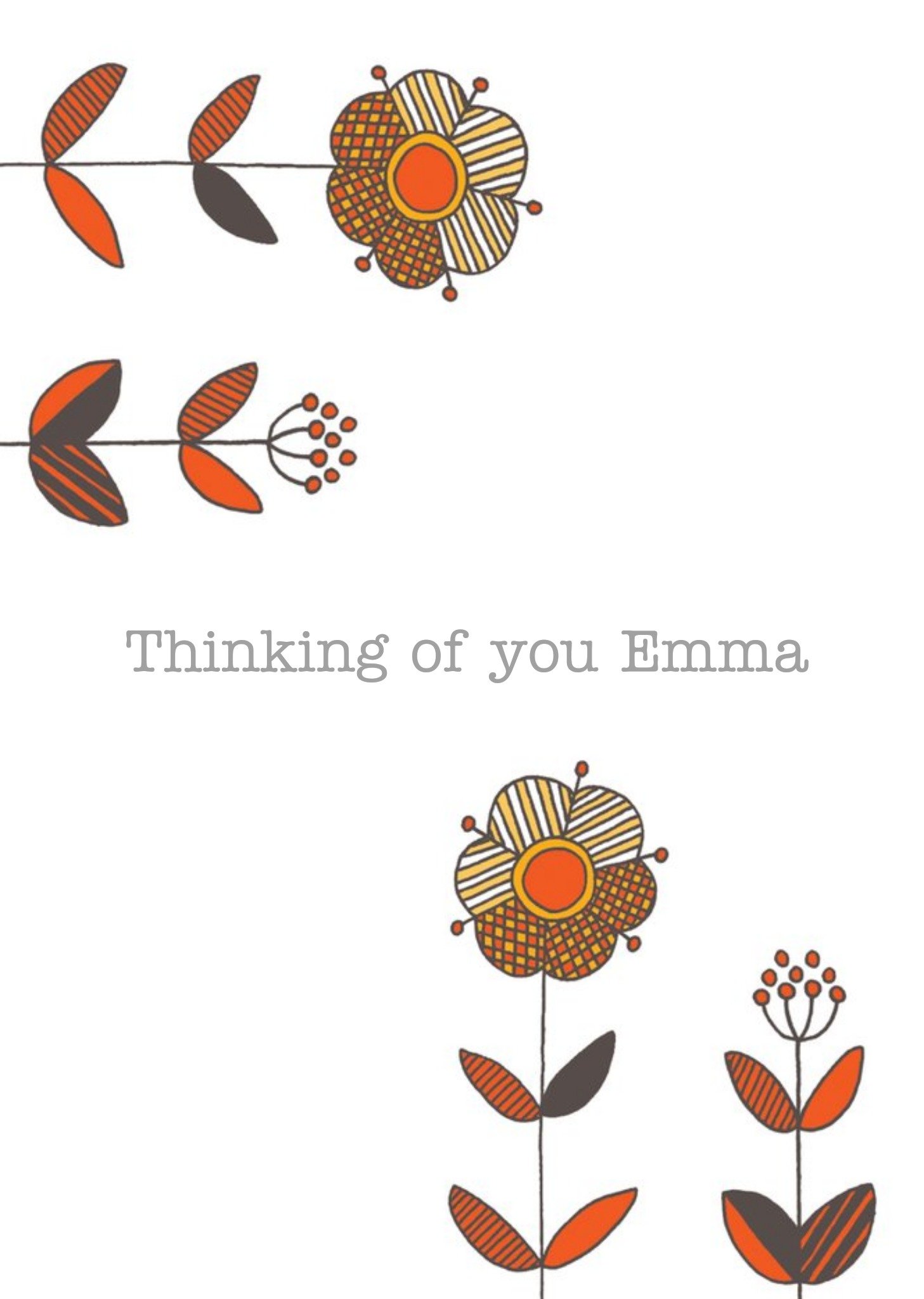 Patterned Flower Illustration Thinking Of You Card Ecard