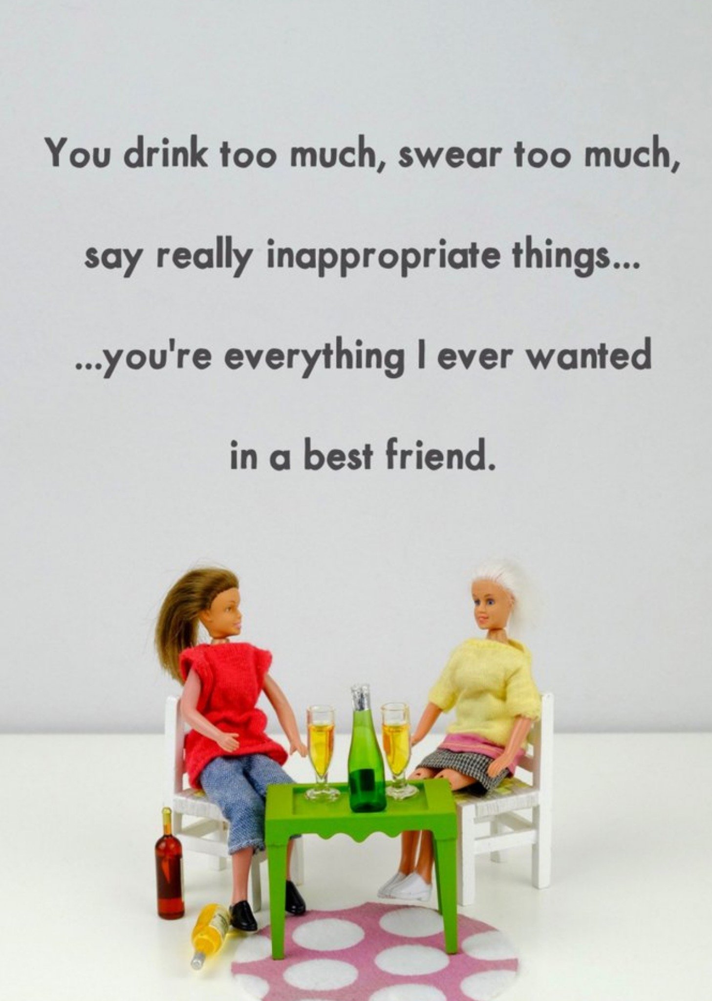 Bold And Bright Funny Photographic Female Figurine Drinking Humour Card