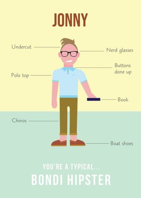 You're A Typical Bondi Hipster Personalised Birthday Card