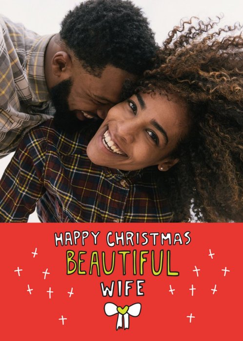 Happy Christmas Beautiful Wife Photo Upload Card