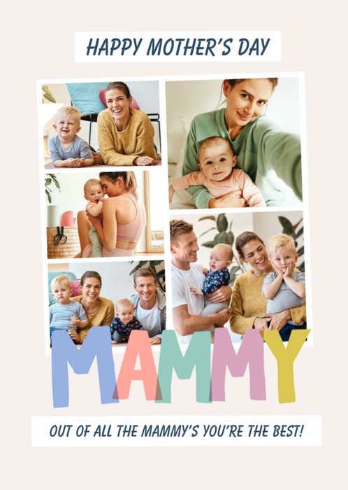 Collage Of Five Photo Frames With Colourful Typography Mother's Day Photo Upload Card