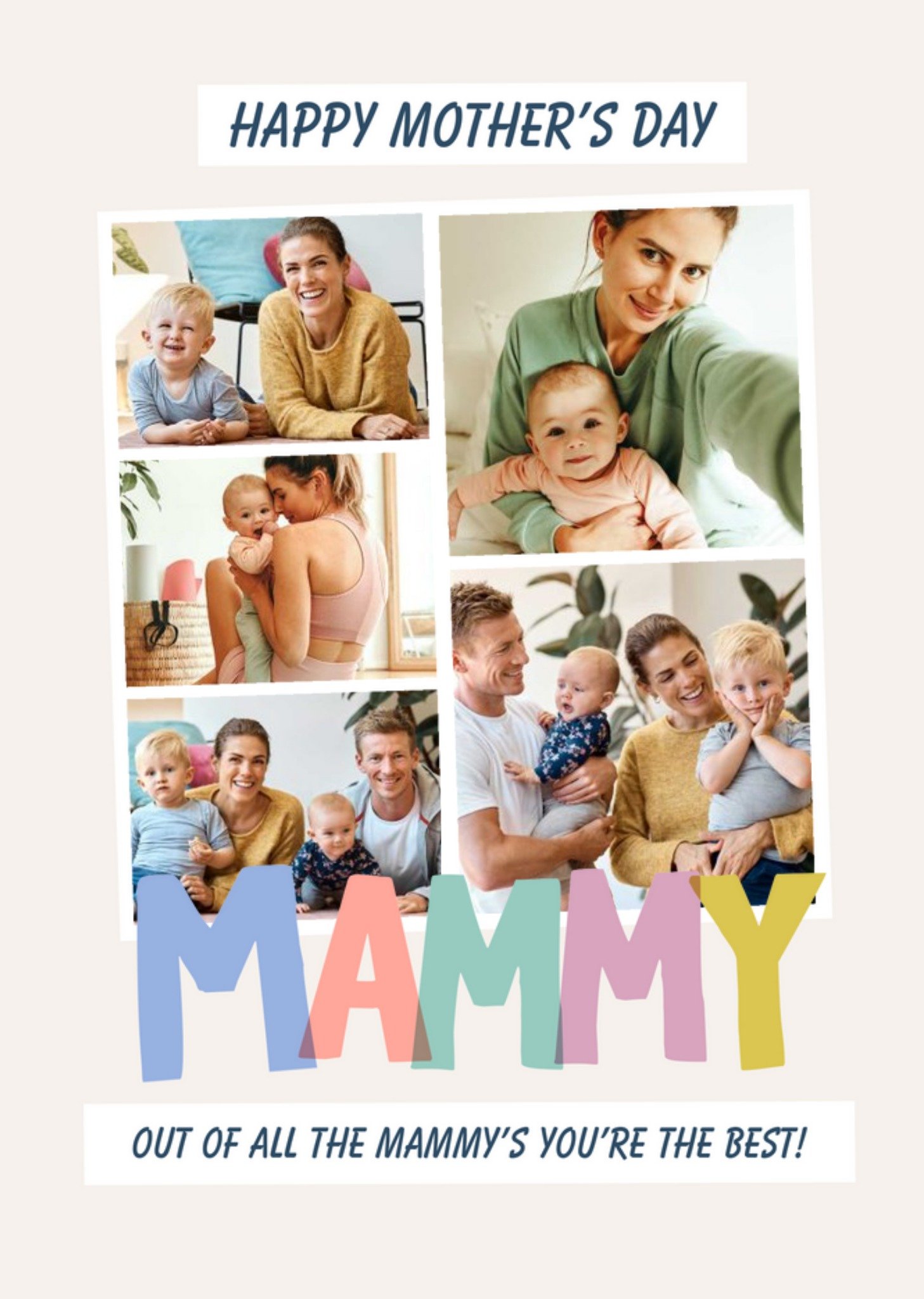 Collage Of Five Photo Frames With Colourful Typography Mother's Day Photo Upload Card Ecard