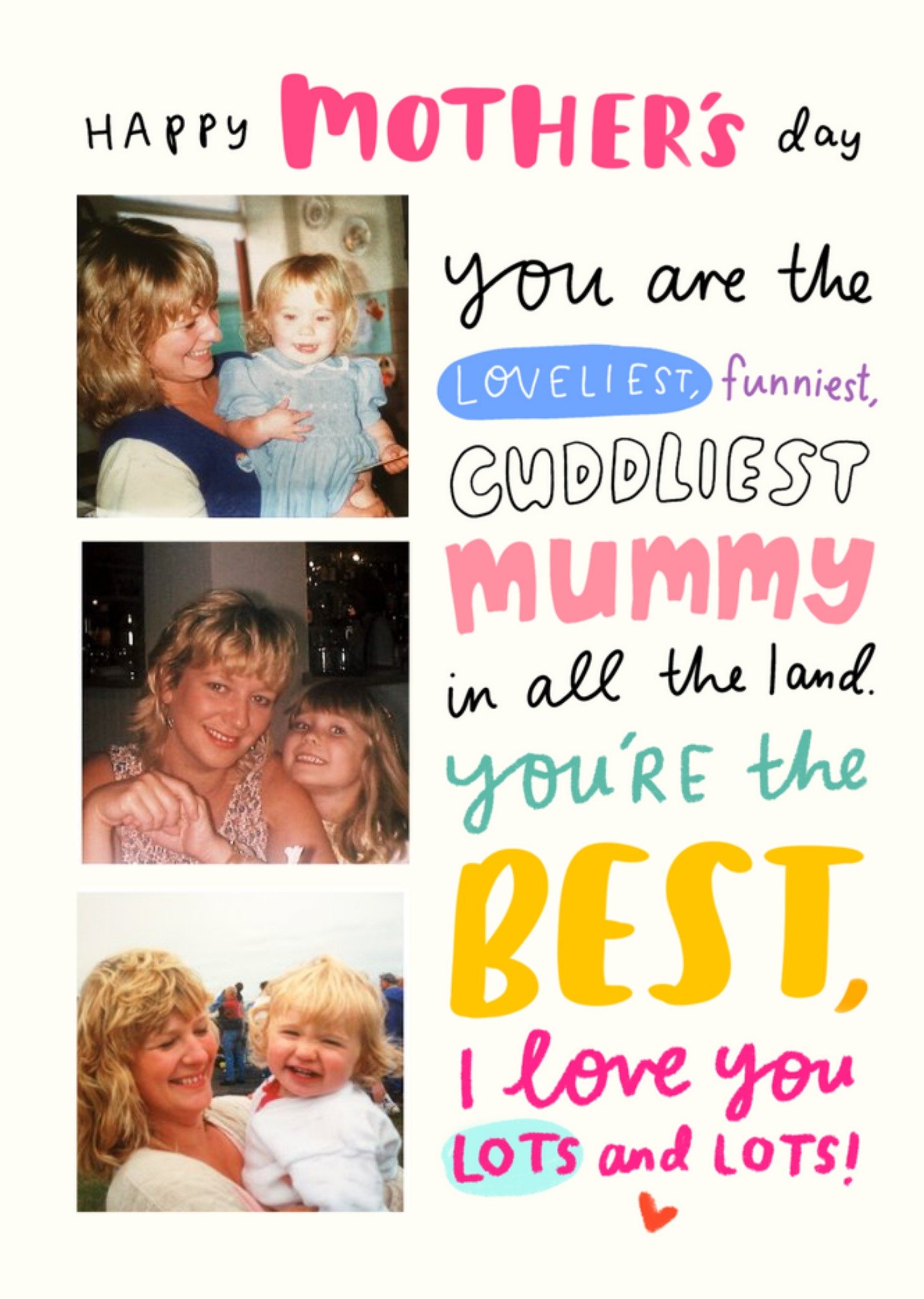 Moonpig Cute Typographic Sentimental Verse Photo Upload Mother's Day Card, Large