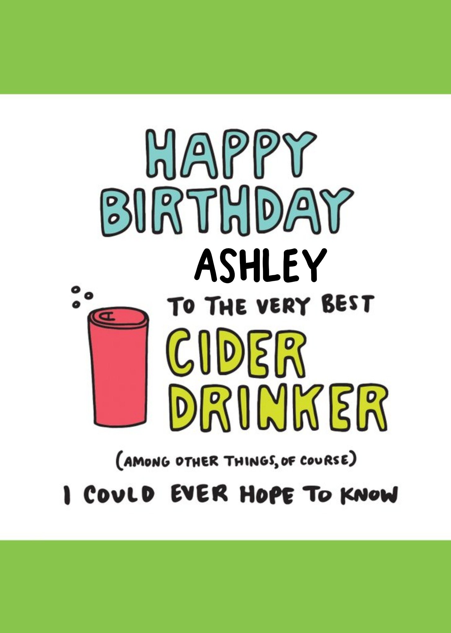 Very Best Cider Drinker Birthday Card Ecard