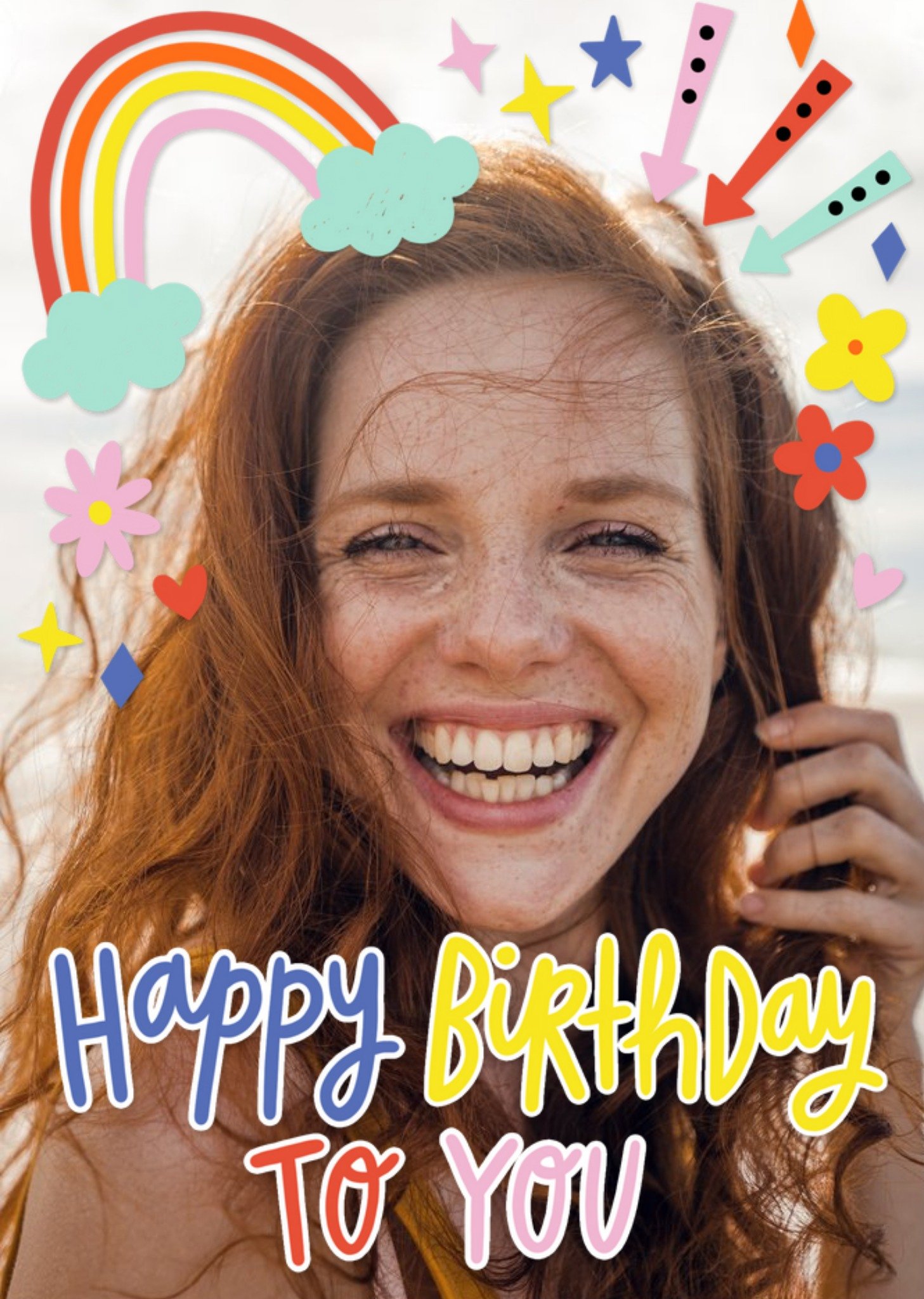 Moonpig Happy Birthday To You Bright Graphic Photo Upload Birthday Card, Large
