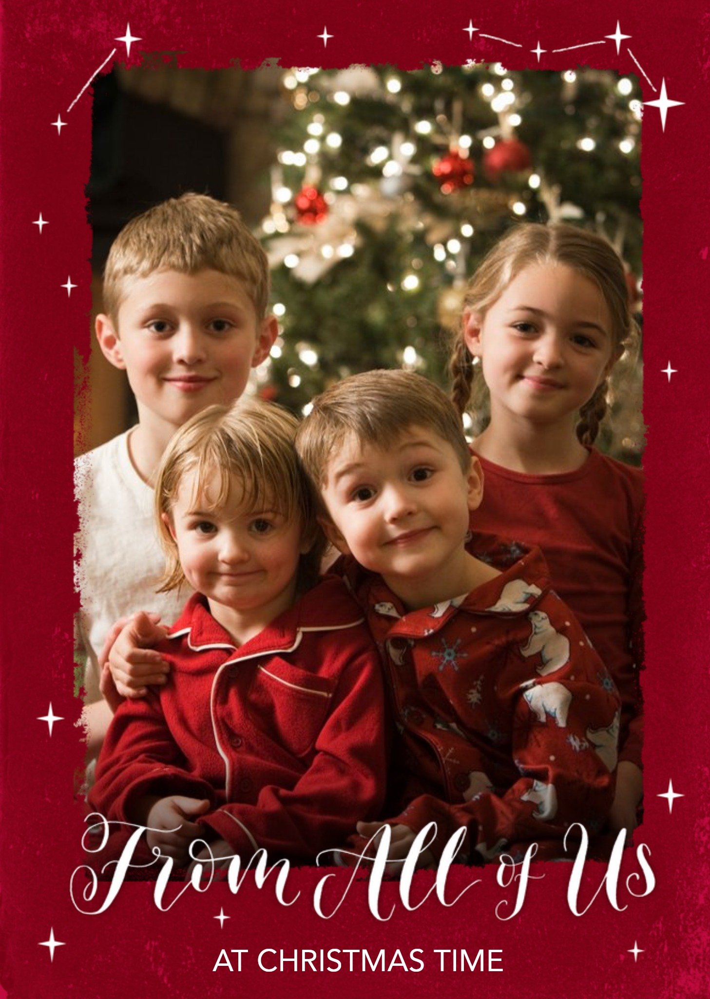 Moonpig Christmas Card - Photo Upload - Stars - From All Of Us Ecard