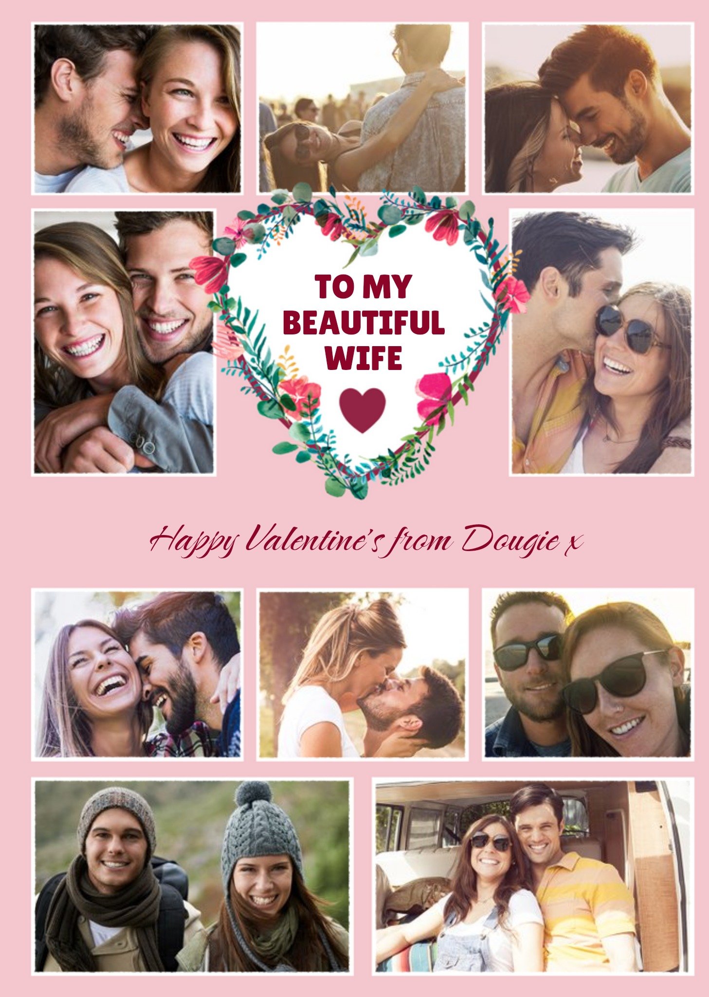 To My Beautiful Wife Valentine's Day Multi Photo Upload Card Ecard