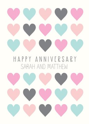 Graphic Hearts Personalised Anniversary Card