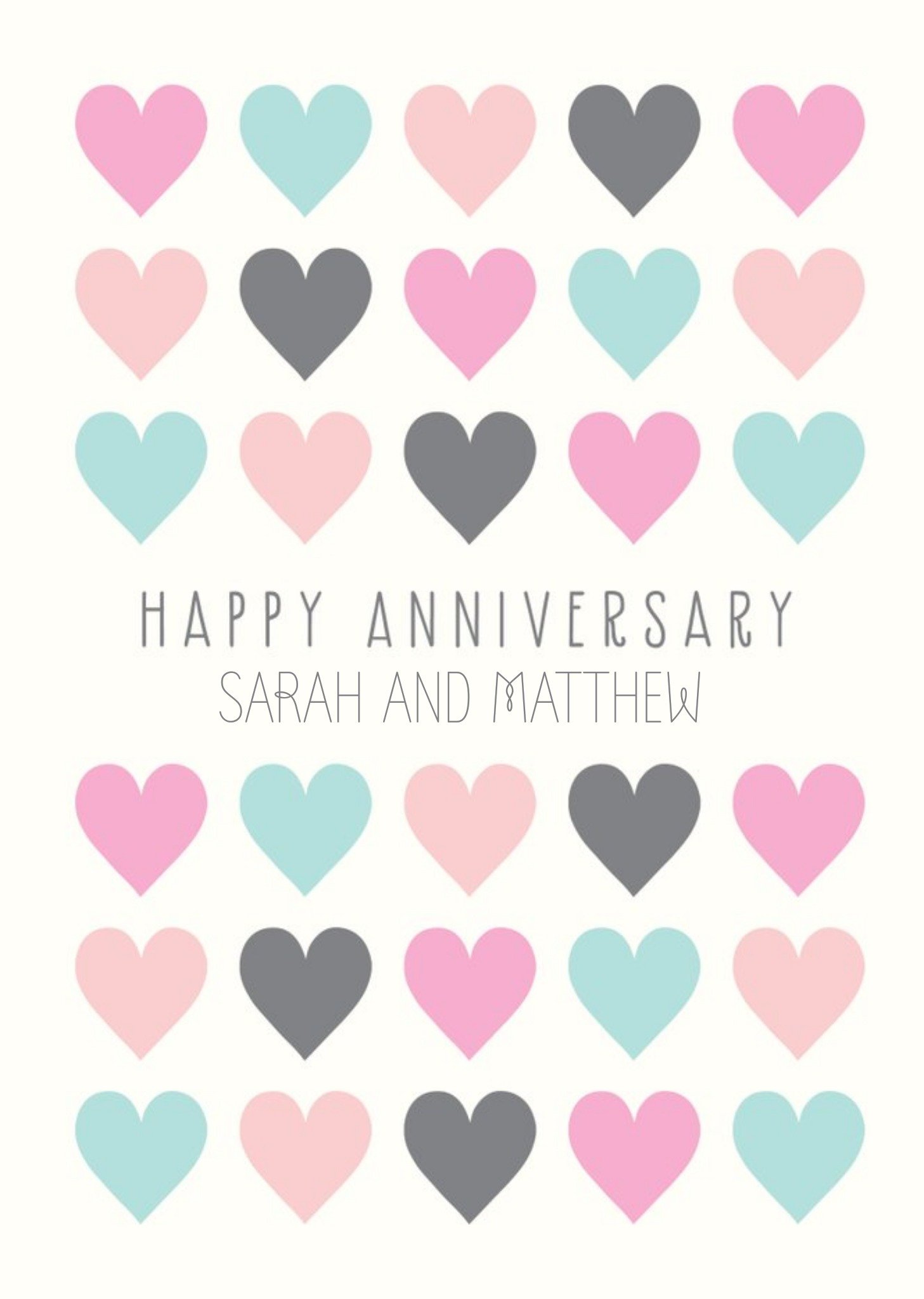 Moonpig Graphic Hearts Personalised Anniversary Card, Large