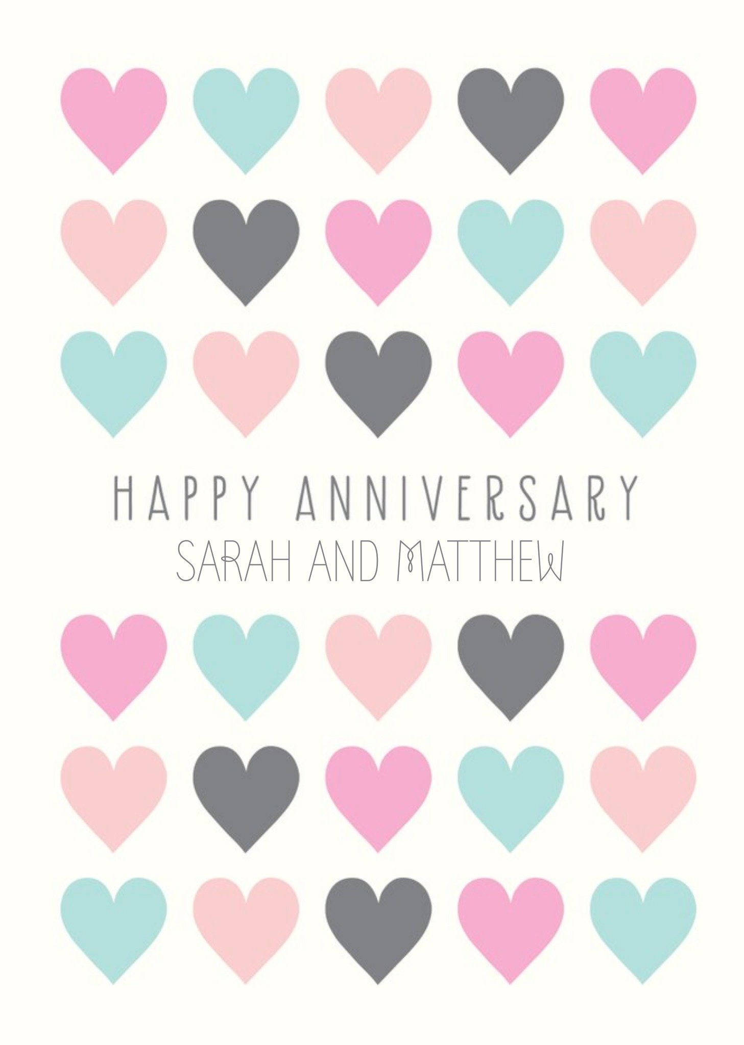 Graphic Hearts Personalised Anniversary Card Ecard