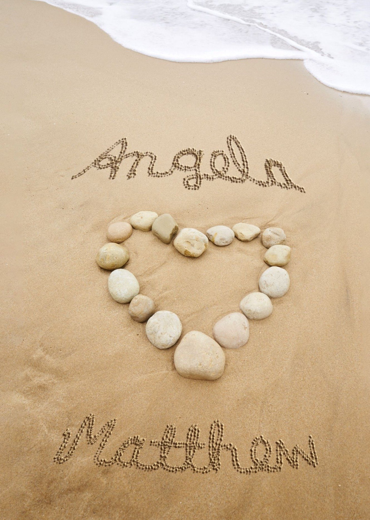 Beach Stone Heart Personalised Anniversary Card Ecard