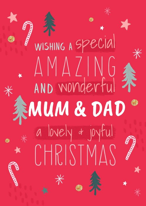 Wishing You a Lovely and Joyful Christmas Mum And Dad Christmas Card