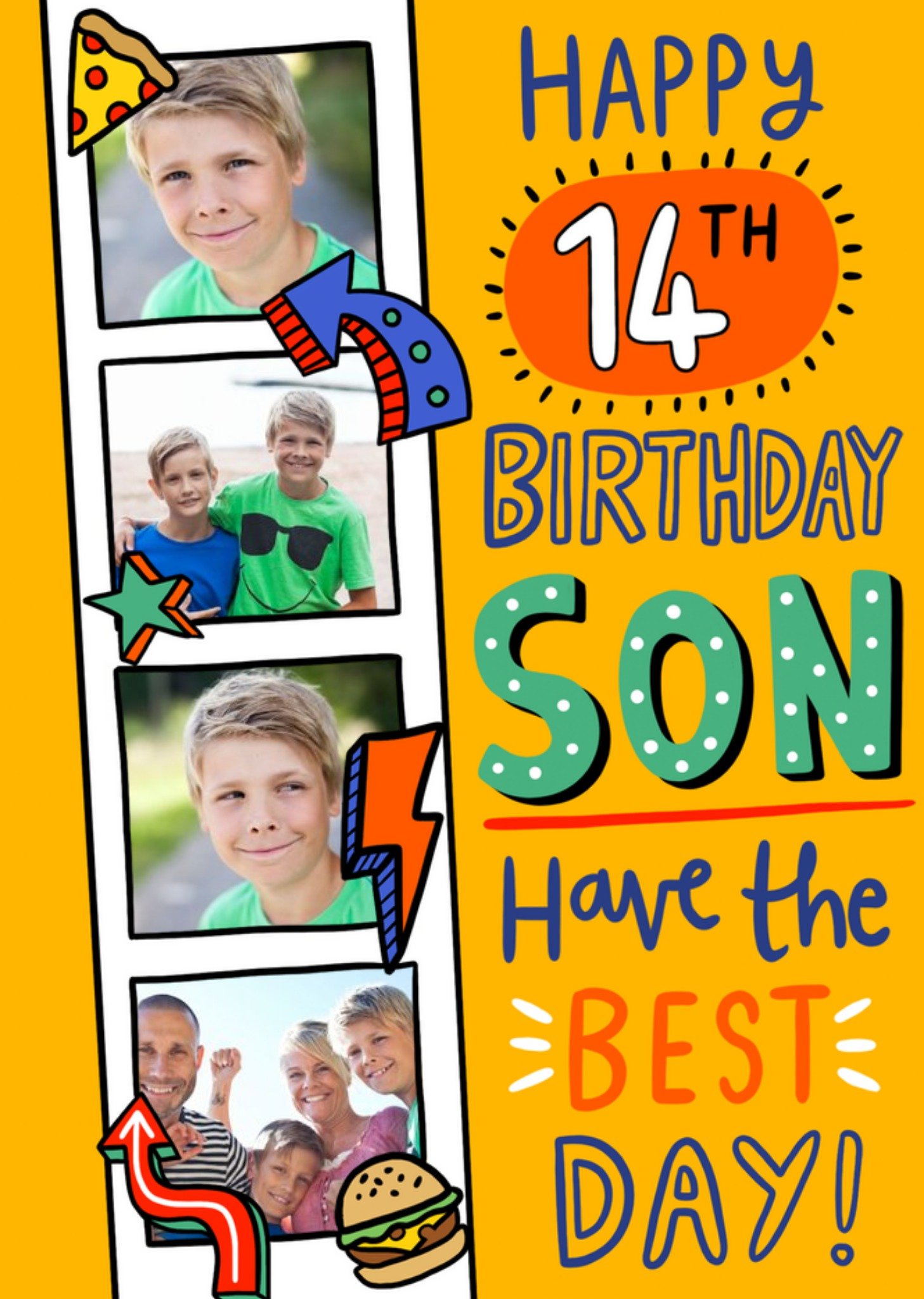 Photo Upload Strip Son 14th Birthday Card Ecard