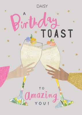 Illustrative Birthday Toast Birthday Card  