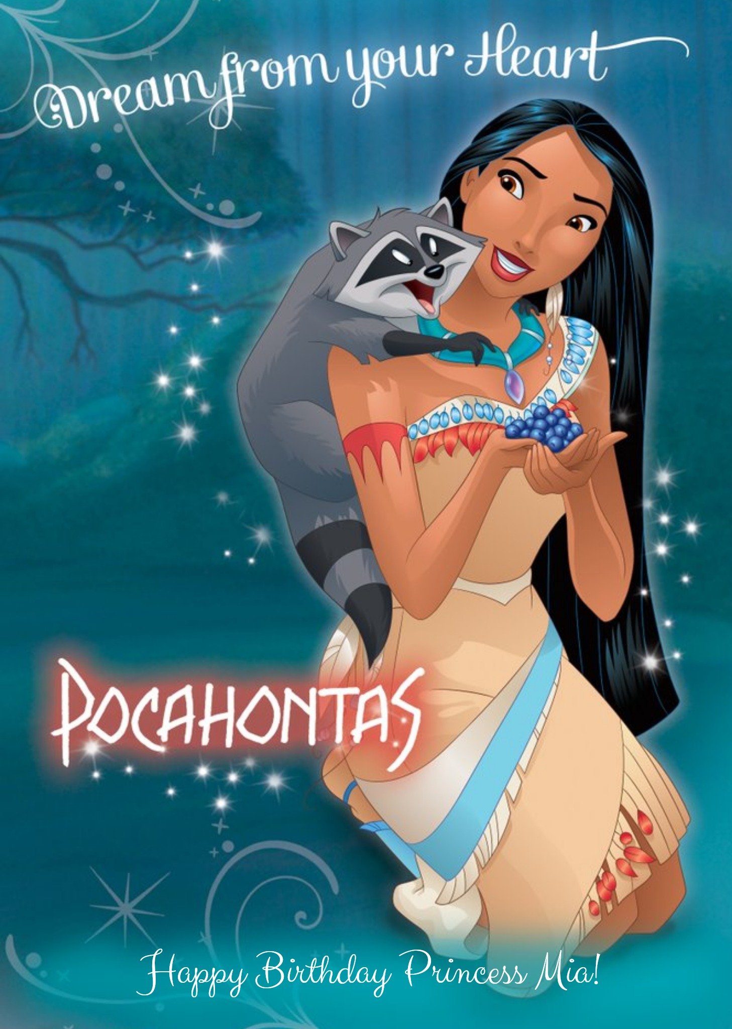 Disney Pocahontas Dream From Your Heart Personalised Happy Birthday Card Ecard
