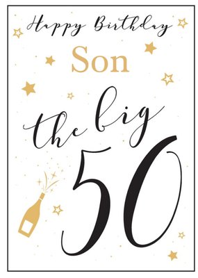 Minimalist Black White Gold Big 50 Son Birthday Card From Paperlink