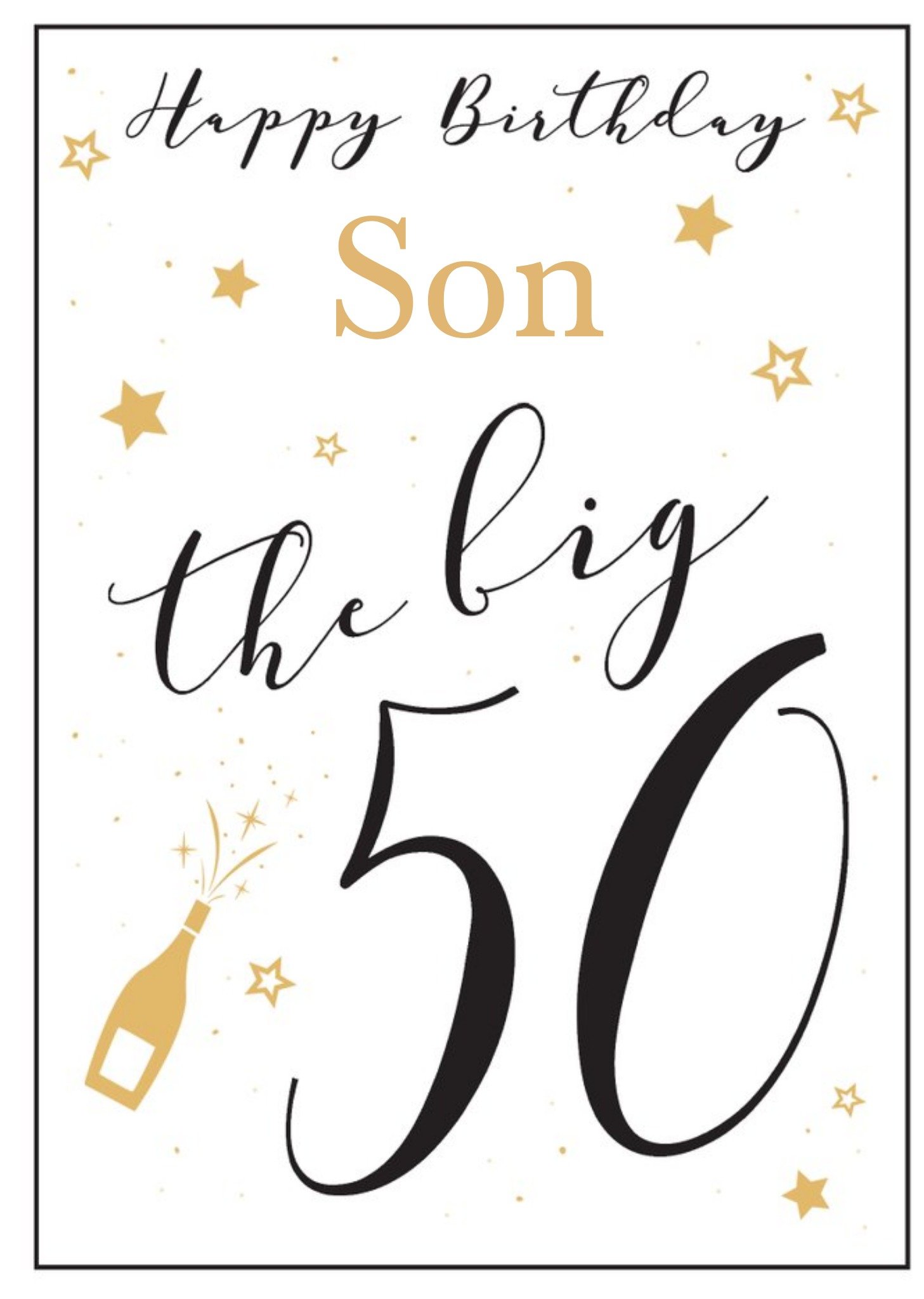 Moonpig Minimalist Black White Gold Big 50 Son Birthday Card From Paperlink, Large