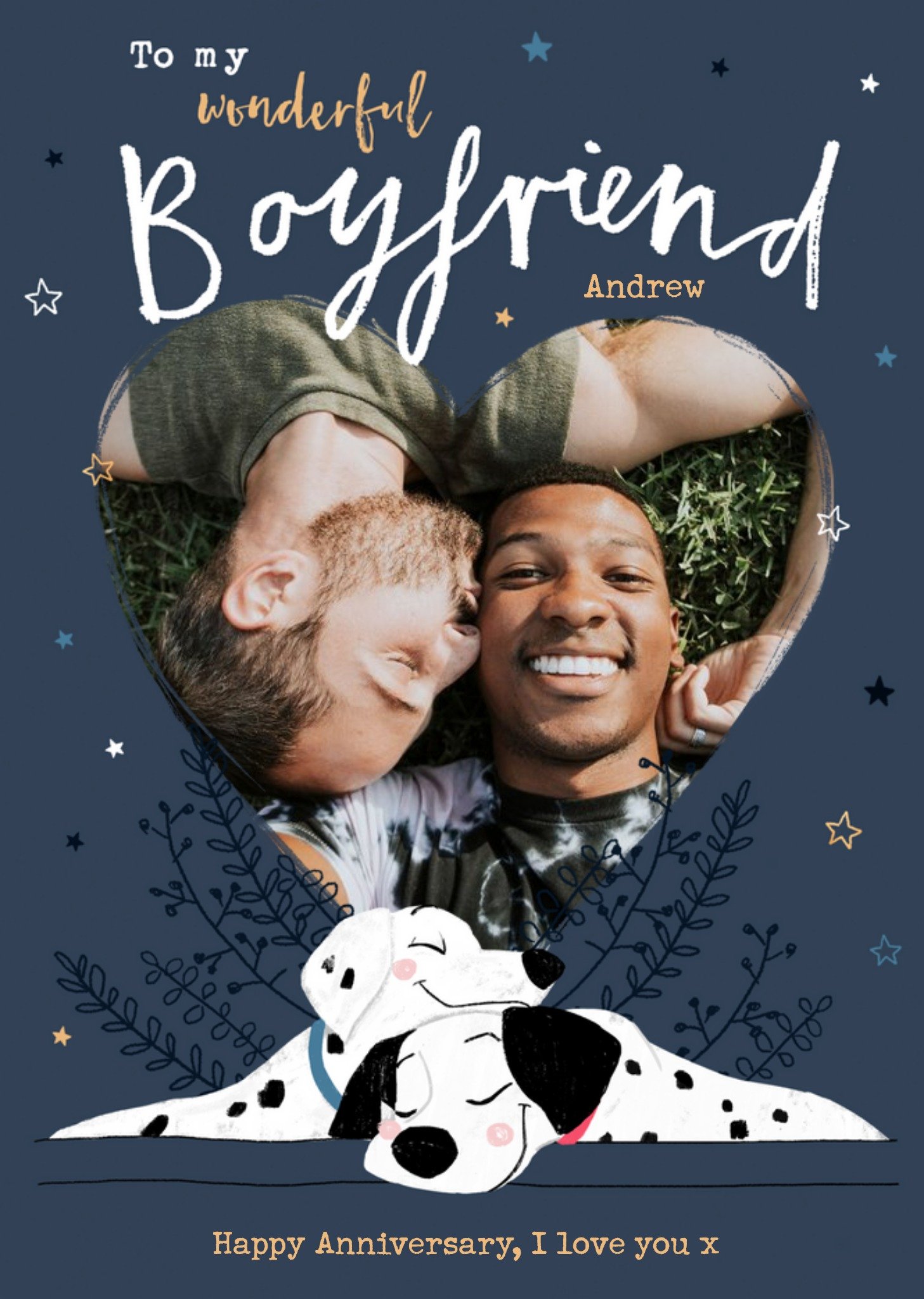 Disney 101 Dalmatians Anniversary Photo Upload Card For Boyfriend Ecard