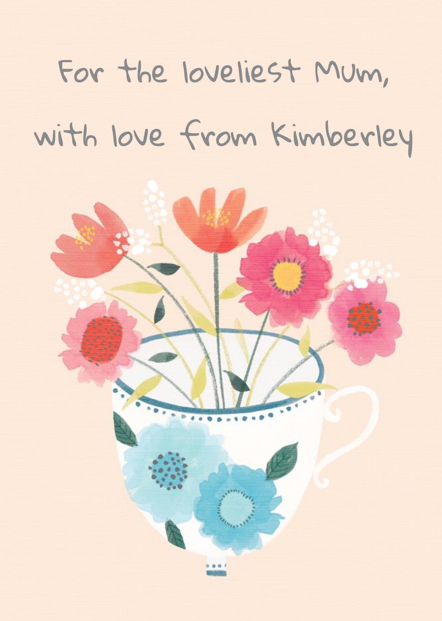 Moonpig Lovely Flowers In A Teacup Mothers Day Card Ecard