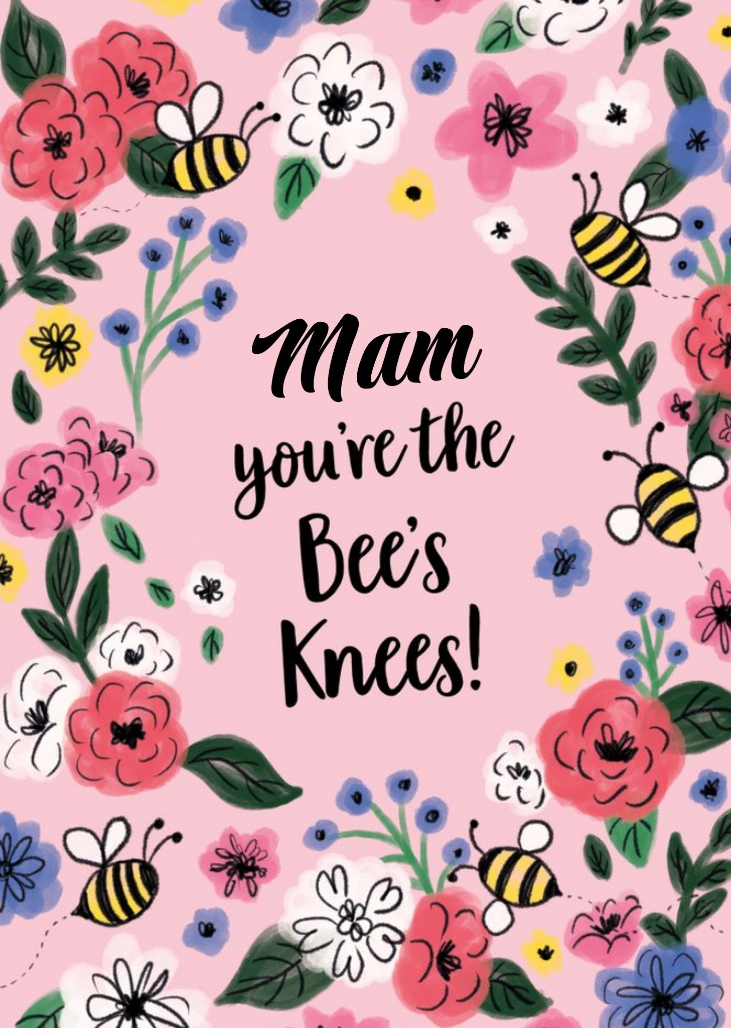 Moonpig You're The Bee's Knees Floral Pink Card Ecard