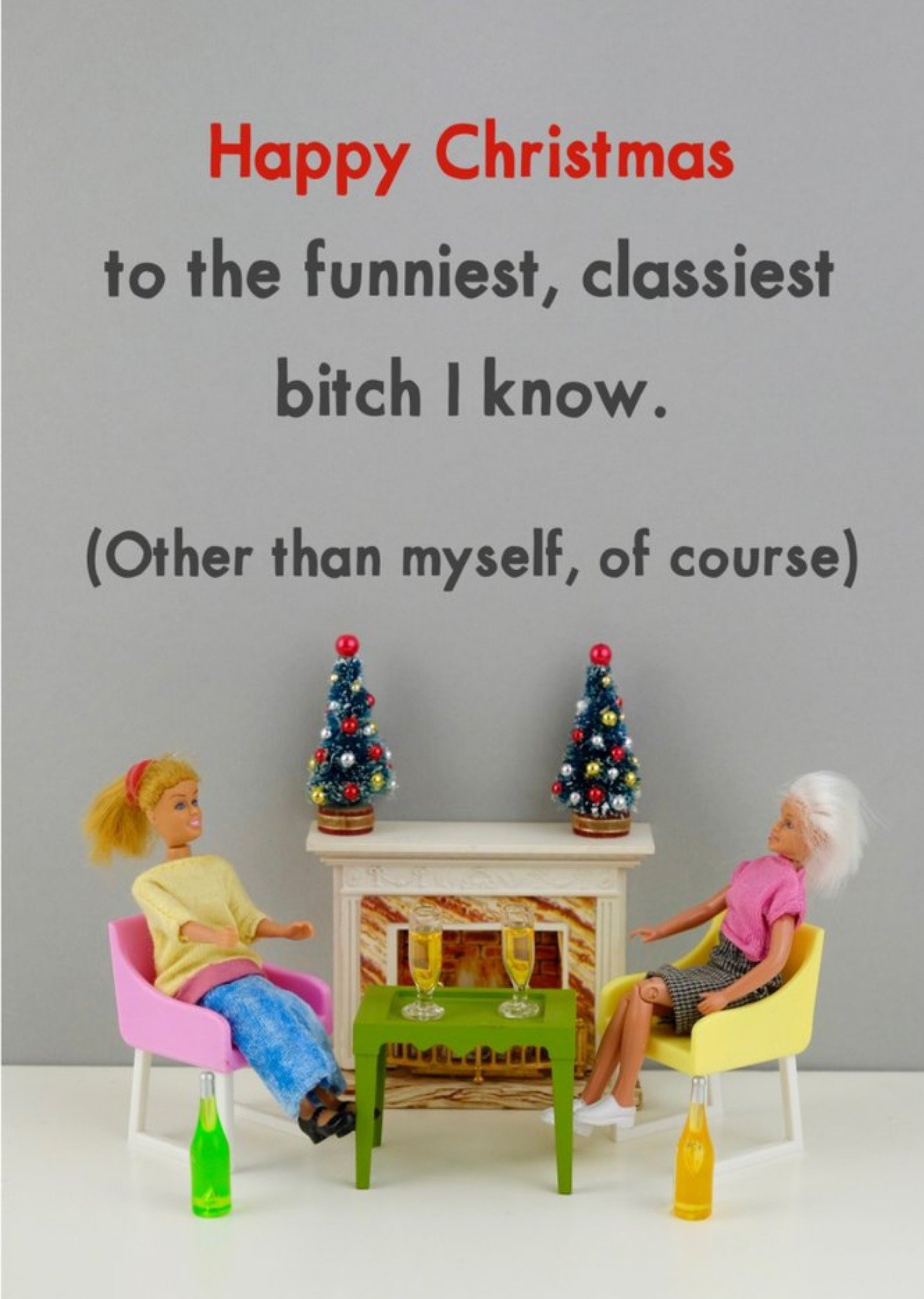 Bold And Bright Funny Dolls Rude Funniest Classiest Christmas Card, Large