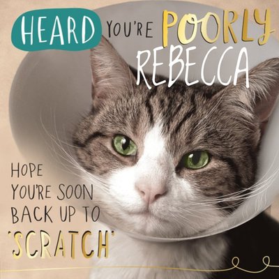 Under The WeaTher Kitty Personalised Get Well Soon Card